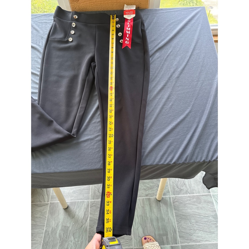 Maze Collection Black Scuba Slimming Button Detail Tapered Pants Womens 1X NWT - Picture 3 of 7